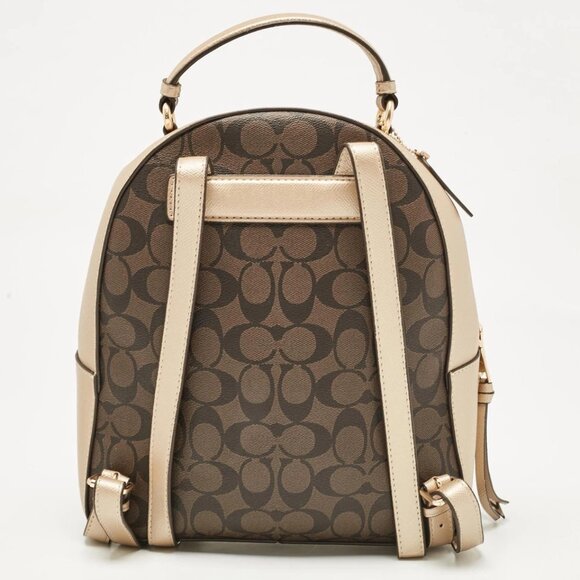 Coach Gold/Brown Signature Coated Canvas and Leather Jordyn Backpack 247-050225 - Picture 2 of 9